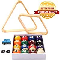 Los mejores  - BETTERLINE - Juego de Bolas de Billar para Mesa de Piscina- triángulo- Bola y Estante de Diamante de 9 Bolas (Madera)- 5…